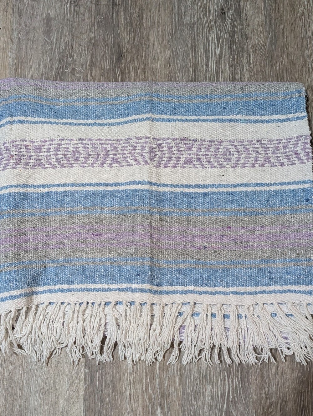Traditional Woven Falsa Blanket- Blue, Lavender, Cream